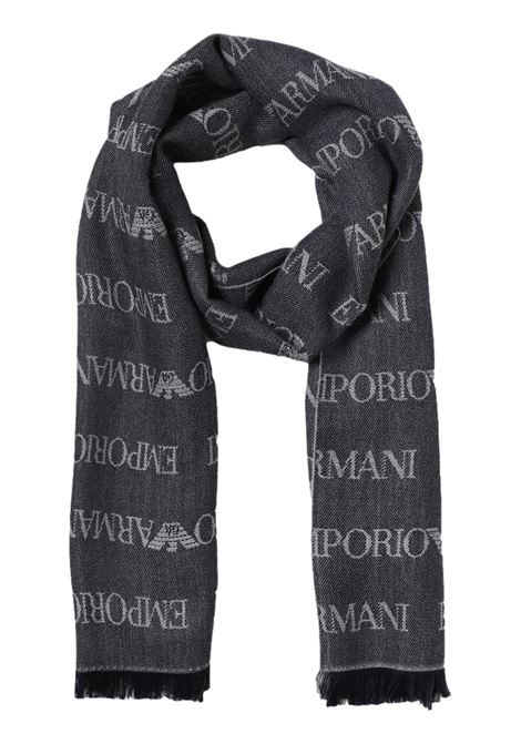 Sciarpa misto lana vergine logo lettering jacquard e frange EMPORIO ARMANI | Sciarpe | 625060 CC78600635